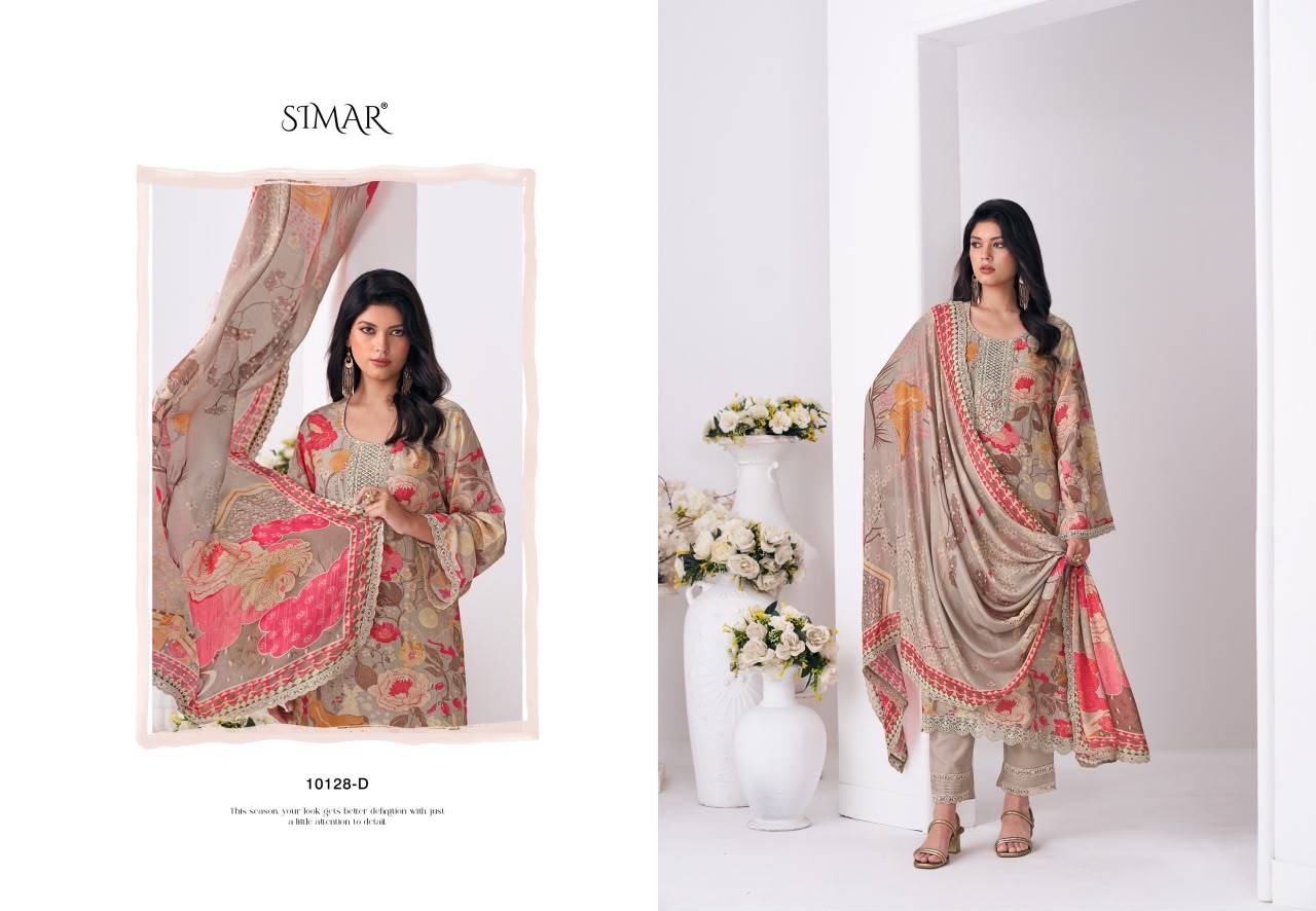 Sanaaz By Glossy 10128A to F Series Stylish Beautiful Colourful Viscose Muslin Dresses At Wholesale Price